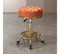 Sgabello girevole con 5 pulegge girevoli a 360°, cuscino rotante, massaggi, sgabello idraulico da salone, sedia girevole regolabile con ruote (dimensioni: gambe dorate, colore: arancione)