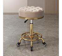 Sgabello girevole con 5 pulegge girevoli a 360°, cuscino rotante, massaggi, sgabello idraulico da salone, sedia girevole regolabile con ruote (dimensioni: gambe dorate, colore: marrone chiaro)