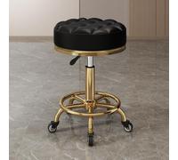 Sgabello girevole con 5 pulegge girevoli a 360°, cuscino rotante, massaggi, sgabello idraulico da salone, sedia girevole regolabile con ruote (dimensioni: gambe dorate, colore: nero)