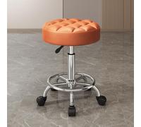 Sgabello girevole con 5 pulegge girevoli a 360°, cuscino rotante, massaggi, sgabello idraulico da salone, sedia girevole regolabile con ruote (dimensioni: gambe argentate, colore: arancione)