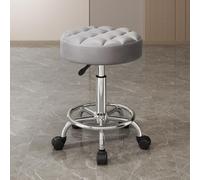 Sgabello girevole con 5 pulegge girevoli a 360°, cuscino rotante, massaggi, sgabello idraulico da salone, sedia girevole regolabile con ruote (dimensioni: gambe argentate, colore: grigio chiaro)