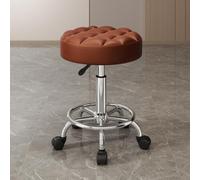 Sgabello girevole con 5 pulegge girevoli a 360°, cuscino rotante, massaggi, sgabello idraulico da salone, sedia girevole regolabile con ruote (dimensioni: gambe argentate, colore: marrone caffè)
