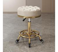 Sgabello girevole con 5 pulegge girevoli a 360°, cuscino rotante, massaggi, sgabello idraulico da salone, sedia girevole regolabile con ruote (dimensioni: gambe dorate, colore: beige)