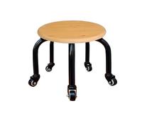 Sgabello girevole con 5 ruote, design a venature del legno, base in metallo, versatile seduta rotonda per casa, ufficio o fitness, colore: nero/bianco