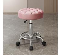 Sgabello girevole con cinque pulegge girevoli a 360°, cuscino rotante, sgabello idraulico da salone, sedia girevole regolabile con ruote (dimensioni: gambe argentate, colore: rosa)