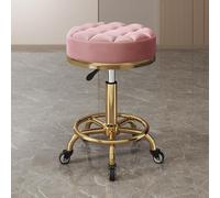 Sgabello girevole con cinque pulegge girevoli a 360°, cuscino rotante, sgabello idraulico da salone, sedia girevole regolabile con ruote (dimensioni: gambe dorate, colore: rosa)