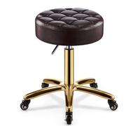 Sgabello girevole con ruote, barra regolabile, con imbottitura in pelle PU, per saloni, uffici, negozi, spa, tatuaggi, massaggi, medici, colore marrone