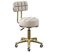 Sgabello girevole con ruote, sedia girevole regolabile in altezza, seduta e schienale in pelle PU, base in titanio oro con ruote a globo, ideale per saloni e spogliatoi