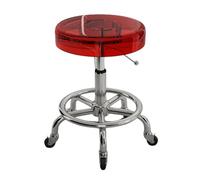 Sgabello girevole con ruote solide, in materiale acrilico, resistente, per bar, laboratorio, ufficio, barbiere, cucina e negozio (rosso)