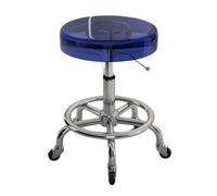 Sgabello girevole con ruote solide, in materiale acrilico, resistente, per bar, laboratorio, ufficio, barbiere, cucina e negozio (blu)
