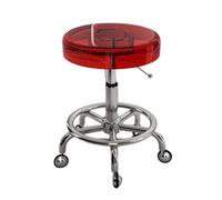Sgabello girevole con ruote solide, in materiale acrilico, resistente, per bar, laboratorio, ufficio, barbiere, cucina e negozio (rosso)