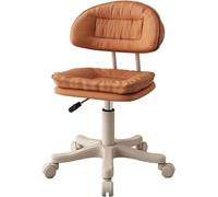 Sgabello Girevole con Supporto per La Schiena, Altezza Regolabile, Sgabello Girevole da 17"-22", Sgabello da Scrivania con Ruote, Ergonomico in Pelle Pu, per Casa, S, Orange, One Size