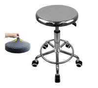 Sgabello girevole in acciaio inox con solida ruota con cuscino per seduta, resistente, sgabello girevole per bar, laboratorio, ufficio, barbiere, cucina e negozio (19,6)