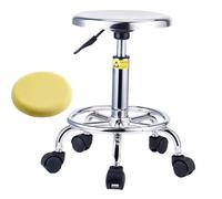 Sgabello girevole in acciaio inox resistente, con copertura per sgabello e ruota, regolabile in altezza, per bar, laboratorio, ufficio, barbiere, cucina e negozio (18,8)