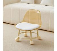 Sgabello girevole in acrilico con schienale, comodo sgabello mobile imbottito a rullo, design basso per un uso versatile