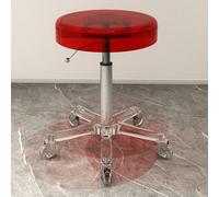 Sgabello girevole in materiale acrilico, con rotella in cristallo, regolazione dell'altezza, resistente, per bar, laboratorio, ufficio, barbiere, cucina e negozio (rosso)