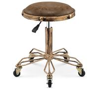 Sgabello girevole in stile retrò, resistente, con altezza regolabile, sgabello su ruote, per cucina, laboratorio, ufficio, barbiere, finitura marrone chiaro, perfetto per professionisti