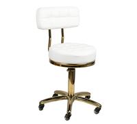 Sgabello Girevole Professionale AM961 per Centro Estetico Manicure Medico Bianco