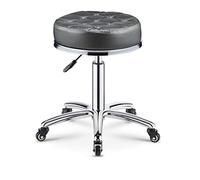 Sgabello girevole regolabile con ruote, sedile meccanico pneumatico, sedia rotonda bassa, colore grigio scuro, misura universale, sgabello portatile per garage e ufficio