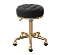 Sgabello girevole regolabile per casa e ufficio con seduta in pelle PU e struttura in acciaio inox, sedia di bellezza nera per spa, design rotondo per la mobilità, ideale per disegnare e lavorare da