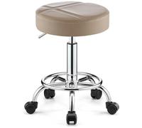 Sgabello girevole resistente con poggiapiedi, regolabile in altezza, sgabello da ufficio, per spa, massaggi, piccolo, colore: marrone