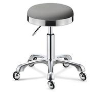 Sgabello girevole resistente, sgabello di bellezza, regolabile in altezza, rotondo su ruote, sgabello alto in metallo, per cucina, salone, bar, ufficio, clinica di massaggi (grigio)