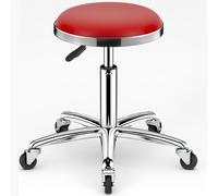 Sgabello girevole resistente, sgabello di bellezza, regolabile in altezza, rotondo su ruote, sgabello alto in metallo, per cucina, salone, bar, ufficio, clinica di massaggi (rosso)