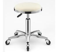Sgabello girevole resistente, sgabello di bellezza, sgabello rotondo regolabile in altezza su ruote, sgabello alto in metallo, per cucina, salone, bar, ufficio, clinica di massaggi (bianco)