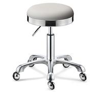 Sgabello girevole resistente, sgabello di bellezza, sgabello rotondo regolabile in altezza su ruote, sgabello alto in metallo, per cucina, salone, bar, ufficio, clinica di massaggi (bianco)