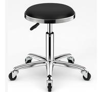 Sgabello girevole resistente, sgabello di bellezza, sgabello rotondo regolabile in altezza su ruote, sgabello alto in metallo, per cucina, salone, bar, ufficio, clinica di massaggi (nero)