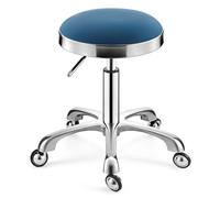 Sgabello girevole resistente, sgabello rotondo regolabile in altezza su ruote, sgabello alto in metallo, per cucina, salone, bar, ufficio, massaggi, clinica (blu scuro)