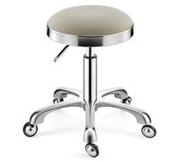 Sgabello girevole resistente, sgabello rotondo regolabile in altezza su ruote, sgabello alto in metallo, per cucina, salone, bar, ufficio, massaggi, clinica, bellezza (grigio)