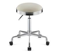 Sgabello girevole resistente, sgabello rotondo regolabile in altezza su ruote, sgabello alto in metallo, per cucina, salone, bar, ufficio, massaggi, clinica, sgabello di bellezza (bianco)