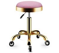 Sgabello girevole rotondo rosa con ruote a globo, altezza regolabile 43 58 cm, titanio oro, 5 artigli, sedia per trucco