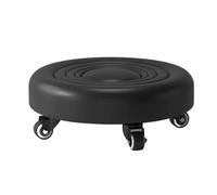 Sgabello girevole universale in pelle, a basso profilo, con ruote, sedile regolabile per casa, ufficio, fitness, sedia da meccanico (nero, stile pane)