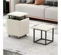 Sgabello impilabile 5 in 1 con ruote, versatile seduta a cubo per soggiorno e camera da letto, design salvaspazio, ideale per piccoli spazi e arredamento elegante
