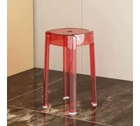 Sgabello impilabile in acrilico trasparente, altezza 45,7 cm, sedia da bar trasparente, per sala da pranzo al coperto, caffetteria, bar di casa e arredamento del soggiorno (colore: rosso, trasparente)