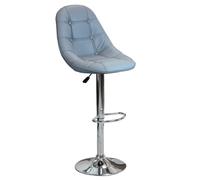 Sgabello in acciaio e ecopelle da interno bar con altezza regolabile Silver Round