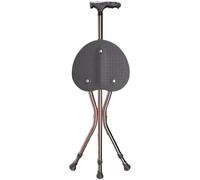 Sgabello in canna con regolazione dell'altezza a 5 marce, bastone da passeggio portatile per anziani 2 in 1, sedia pieghevole antiscivolo, carico 150 kg