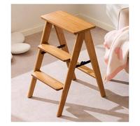 Sgabello in legno a 3 ripiani, pieghevole, con scaletta e mensola, espositore per fiori, multifunzione, per biblioteca, casa, cucina
