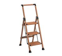 Sgabello in legno con corrimano di sicurezza, design pieghevole, tappetino antiscivolo, robusta scala a 3/4, pedale extra largo per una maggiore sicurezza e stabilità