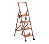 Sgabello in legno con corrimano di sicurezza, design pieghevole, tappetino antiscivolo, robusta scala a 3/4, pedale extra largo per una maggiore sicurezza e stabilità