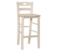 Sgabello in legno con schienale h 66 cm grezzo con seduta in legno massello