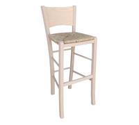 Sgabello in legno con seduta in paglia mod Lucy h 73 cm da terra alla seduta