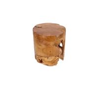 Sgabello in legno grezzo di teak come arredo in casa o negozio ufficio ristorant