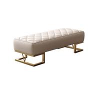 Sgabello in pelle beige, elegante panca fasciatoio, per camera da letto e guardaroba, compatto e lungo, per uso domestico (misura piccola)