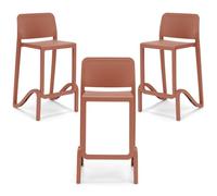 Sgabello in polipropilene GIANO altezza seduta 65cm, impilabile, idrorepellente, resistente ai raggi UV, design moderno e innovativo, ideale per la cucina, la veranda o giardino (3, Terracotta)