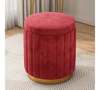 Sgabello in velluto rosso con poggiapiedi imbottito per camera da letto, ideale per il trucco nella stanza delle ragazze, seduta elegante e funzionale