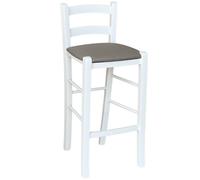 okaffarefatto zimbardi costanza Sgabello legno bianco sedile in similpelle tortora h67 cm da terra alla seduta