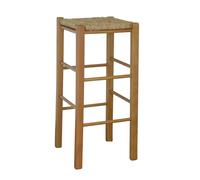 OKAFFAREFATTO MADDALONI Sgabello legno con seduta quadrata in paglia h 70 cm noce chiaro gambe dritte